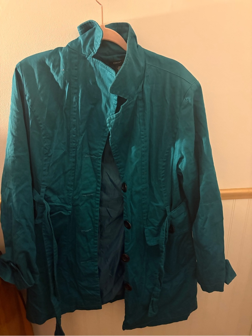 Robert Louis Women’s XL Teal Cotton Blend Belted Jacket